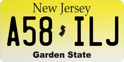NJ license plate A58ILJ