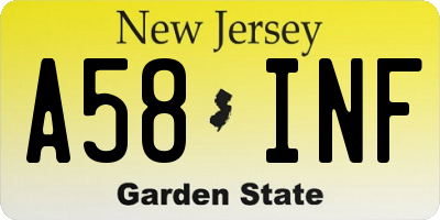 NJ license plate A58INF