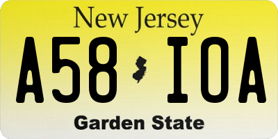 NJ license plate A58IOA
