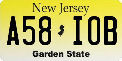 NJ license plate A58IOB