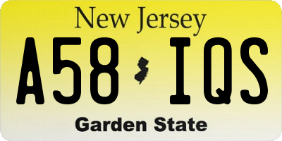 NJ license plate A58IQS