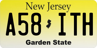 NJ license plate A58ITH