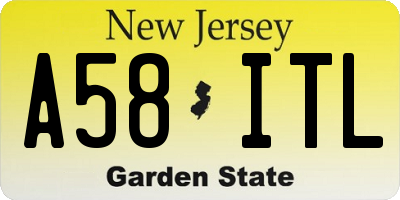 NJ license plate A58ITL