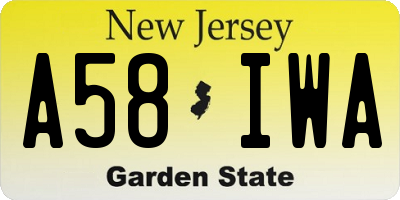 NJ license plate A58IWA