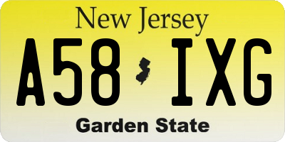 NJ license plate A58IXG