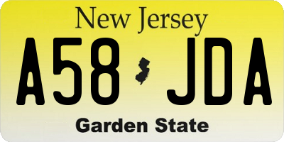NJ license plate A58JDA