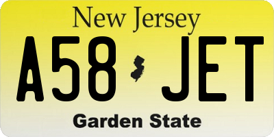 NJ license plate A58JET