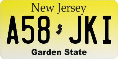 NJ license plate A58JKI