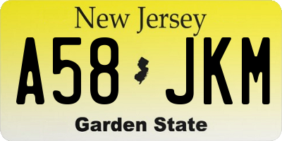 NJ license plate A58JKM