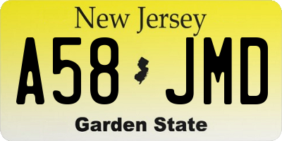NJ license plate A58JMD