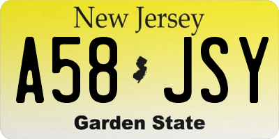 NJ license plate A58JSY