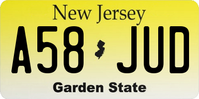 NJ license plate A58JUD