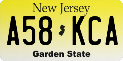 NJ license plate A58KCA