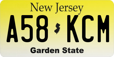 NJ license plate A58KCM
