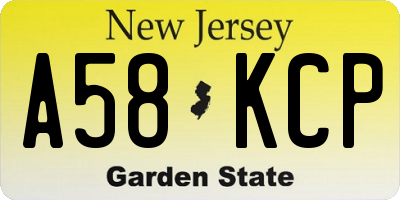NJ license plate A58KCP