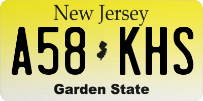 NJ license plate A58KHS