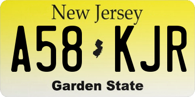 NJ license plate A58KJR