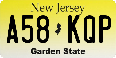 NJ license plate A58KQP