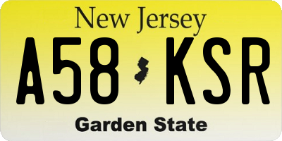 NJ license plate A58KSR