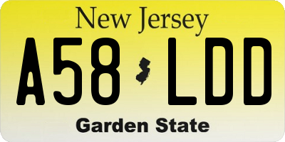 NJ license plate A58LDD