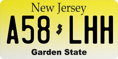 NJ license plate A58LHH