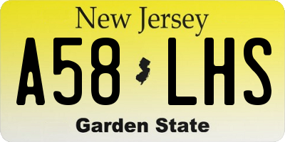 NJ license plate A58LHS