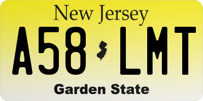 NJ license plate A58LMT