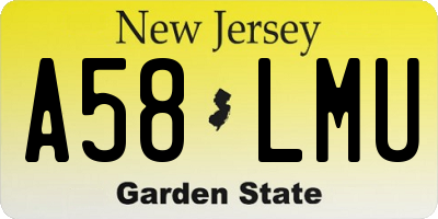 NJ license plate A58LMU