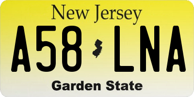 NJ license plate A58LNA