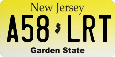 NJ license plate A58LRT