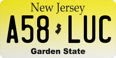 NJ license plate A58LUC