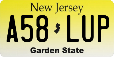 NJ license plate A58LUP