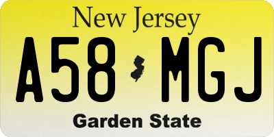 NJ license plate A58MGJ