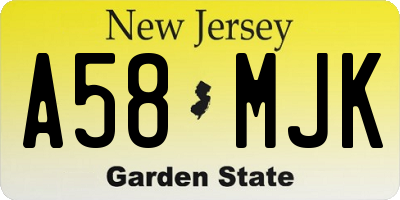 NJ license plate A58MJK