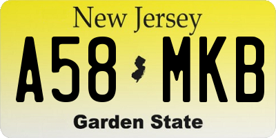 NJ license plate A58MKB