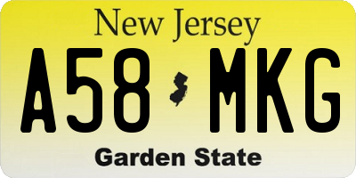 NJ license plate A58MKG