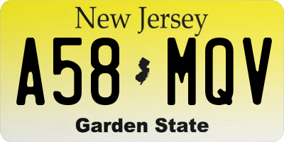 NJ license plate A58MQV