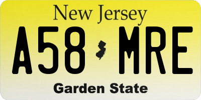 NJ license plate A58MRE