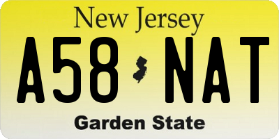 NJ license plate A58NAT
