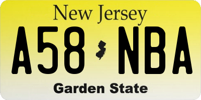 NJ license plate A58NBA