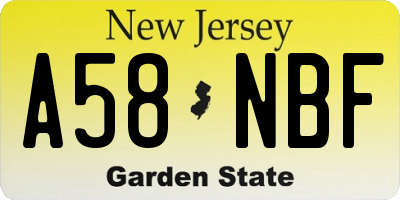 NJ license plate A58NBF