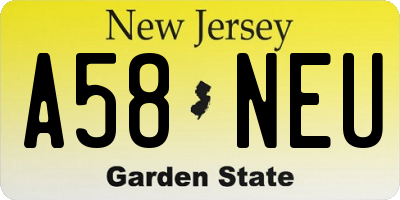 NJ license plate A58NEU