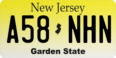 NJ license plate A58NHN