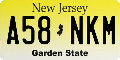 NJ license plate A58NKM