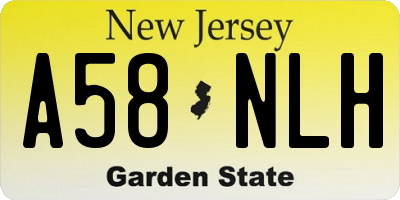 NJ license plate A58NLH