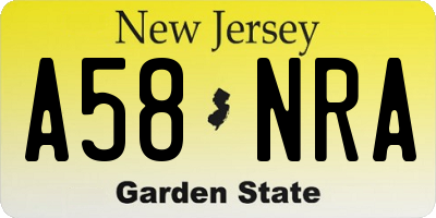 NJ license plate A58NRA