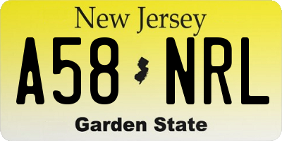 NJ license plate A58NRL