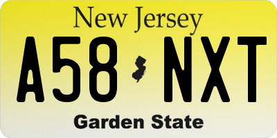 NJ license plate A58NXT