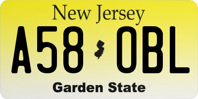 NJ license plate A58OBL