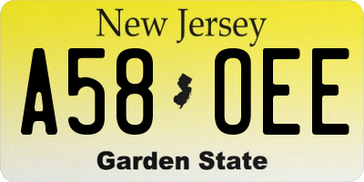 NJ license plate A58OEE